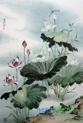 Tranh kính sen cá đẹp